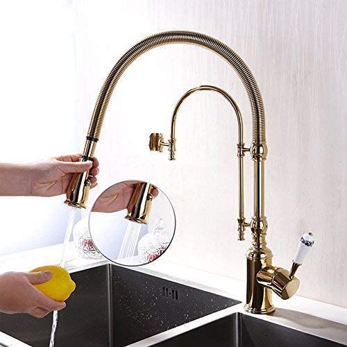 Single Handle High Arc Swiveling Dual-Mode Pull-Down Sprayer Kitchen Sink Faucet