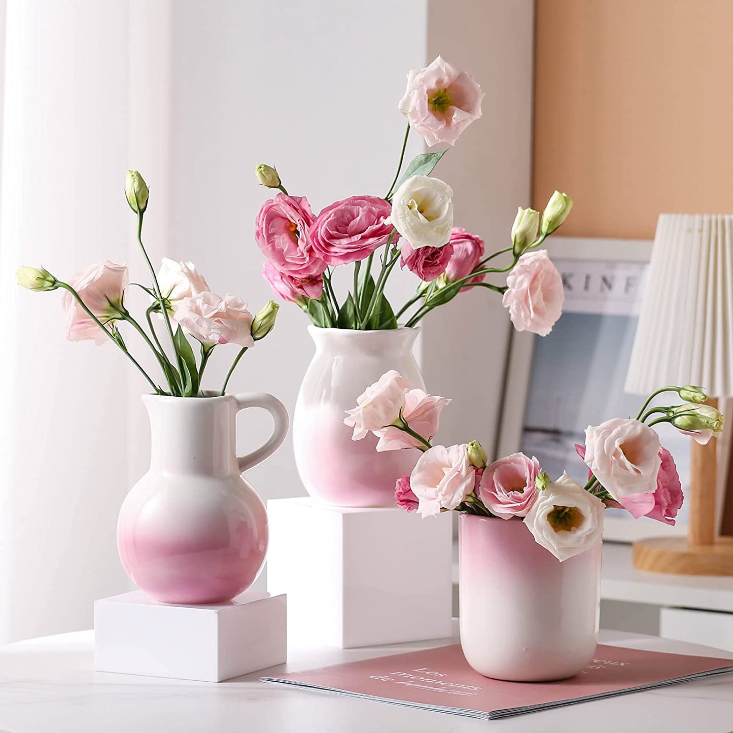 Vases Set of 3 White Ceramic Cute Vases Small Flower