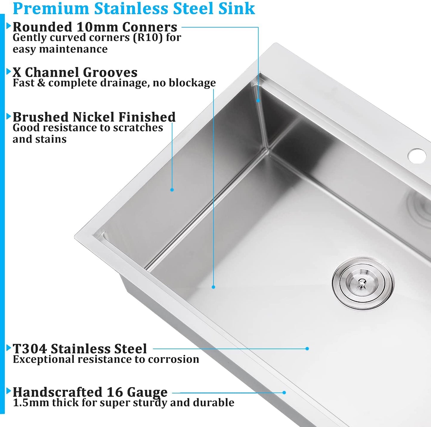 Stainless Steel Drop In Kitchen Sink