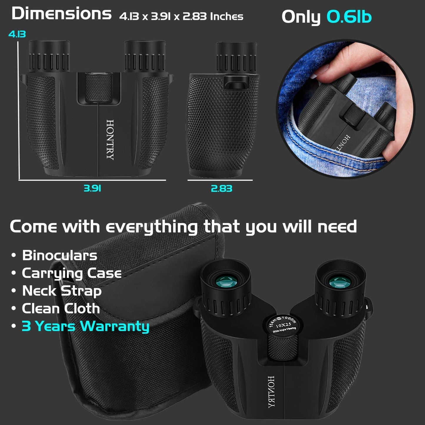 Binoculars for Adults and Kids, 10x25 Compact Binoculars