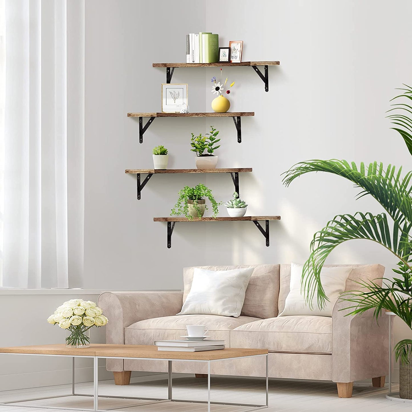 Corner Floating Shelves Wall Mounted Set of 4