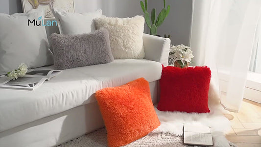 Solid Soft Fluffy Cushion Cover