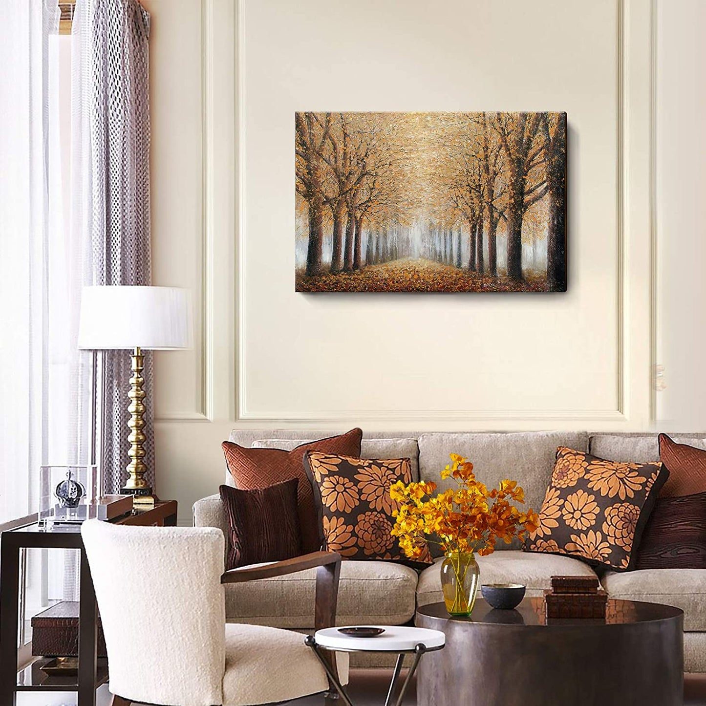 Tree Wall Art for Living Room Hand-Painted Forest