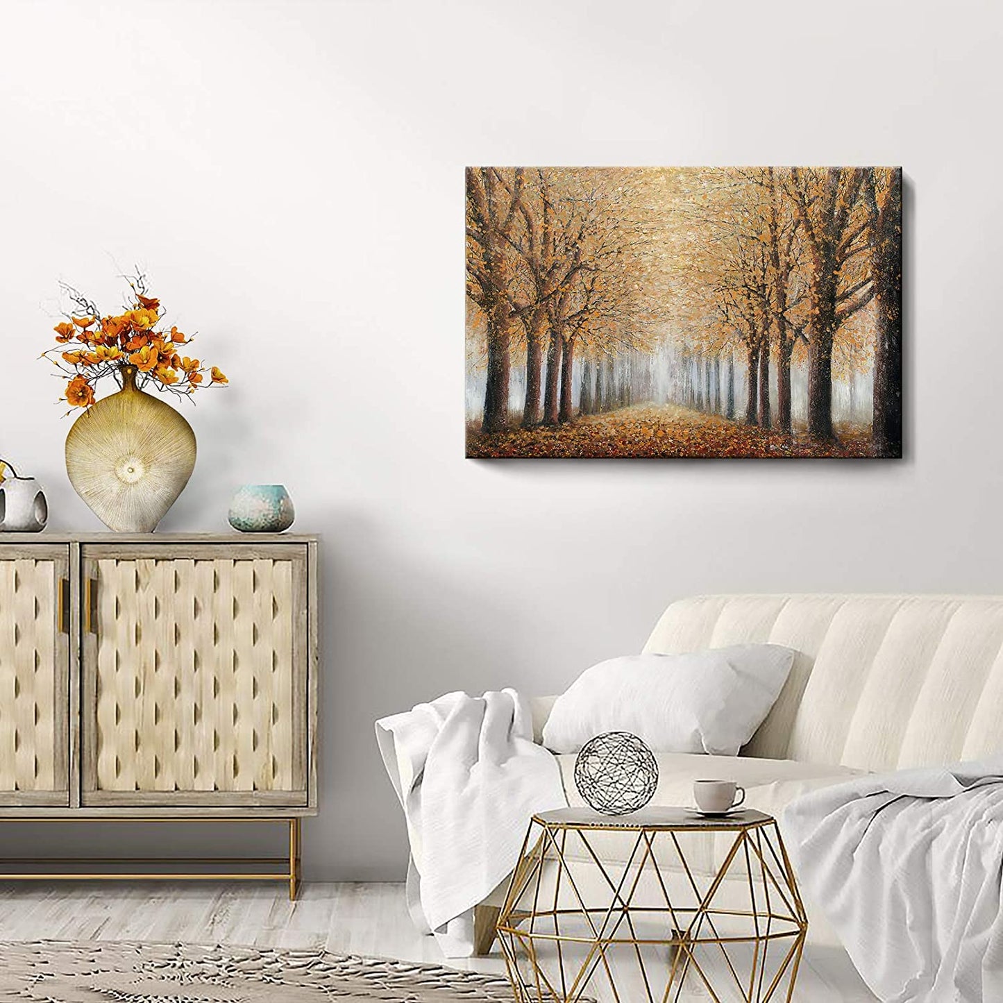 Tree Wall Art for Living Room Hand-Painted Forest