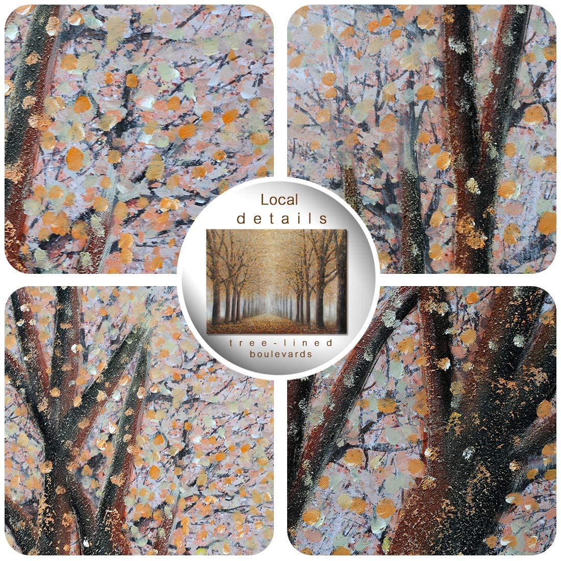 Tree Wall Art for Living Room Hand-Painted Forest