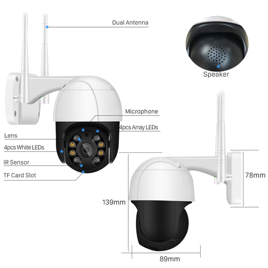 WiFi PTZ IP Camera with 4X Digital Zoom