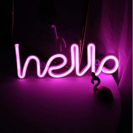 Hello Neon LED Lights Night Lamp