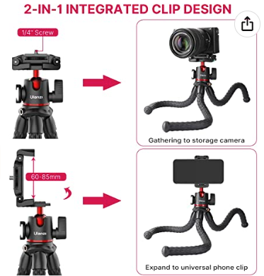 Extend Screw on SLR DSLR GoPro Camera Tripod With Octopus Flexible Tripod