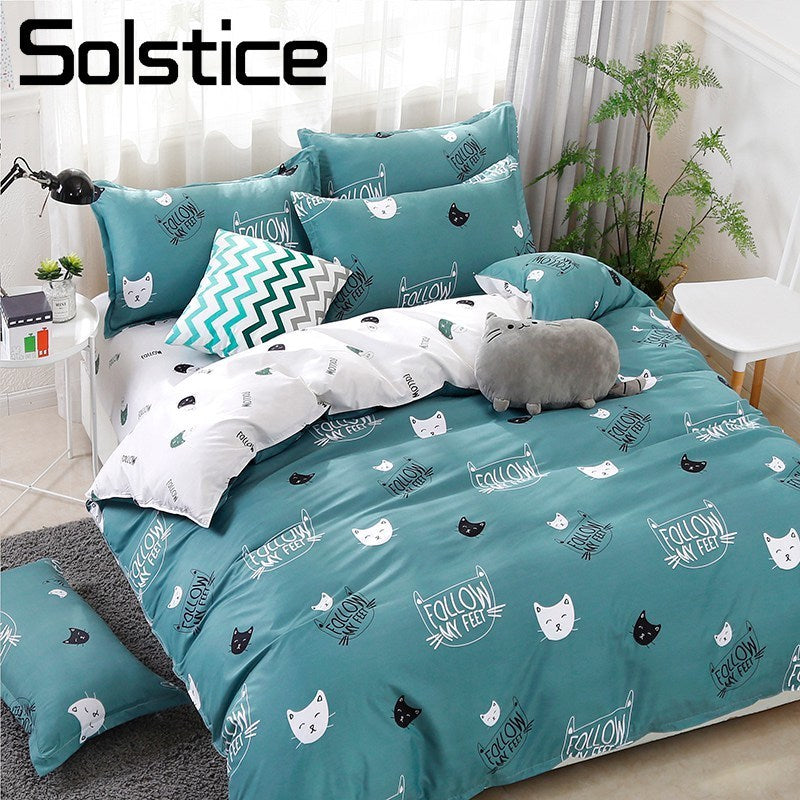 Kitty Duvet Cover Pillow Case Bed Sheet