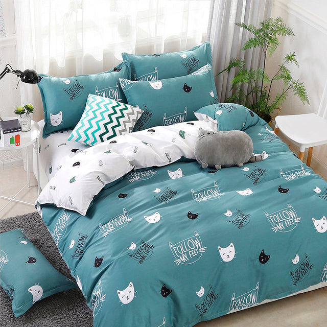 Kitty Duvet Cover Pillow Case Bed Sheet