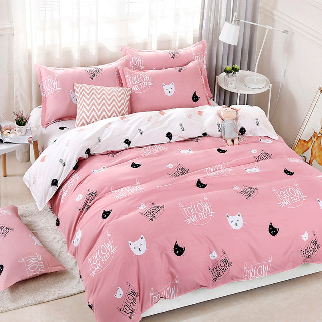 Kitty Duvet Cover Pillow Case Bed Sheet