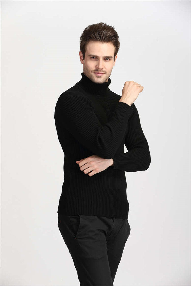 TURTLENECK MENS SWEATERS SLIM FIT PULLOVER