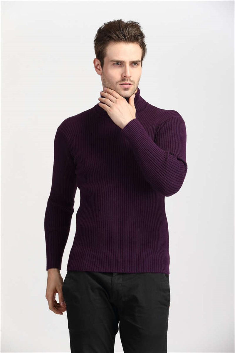 TURTLENECK MENS SWEATERS SLIM FIT PULLOVER