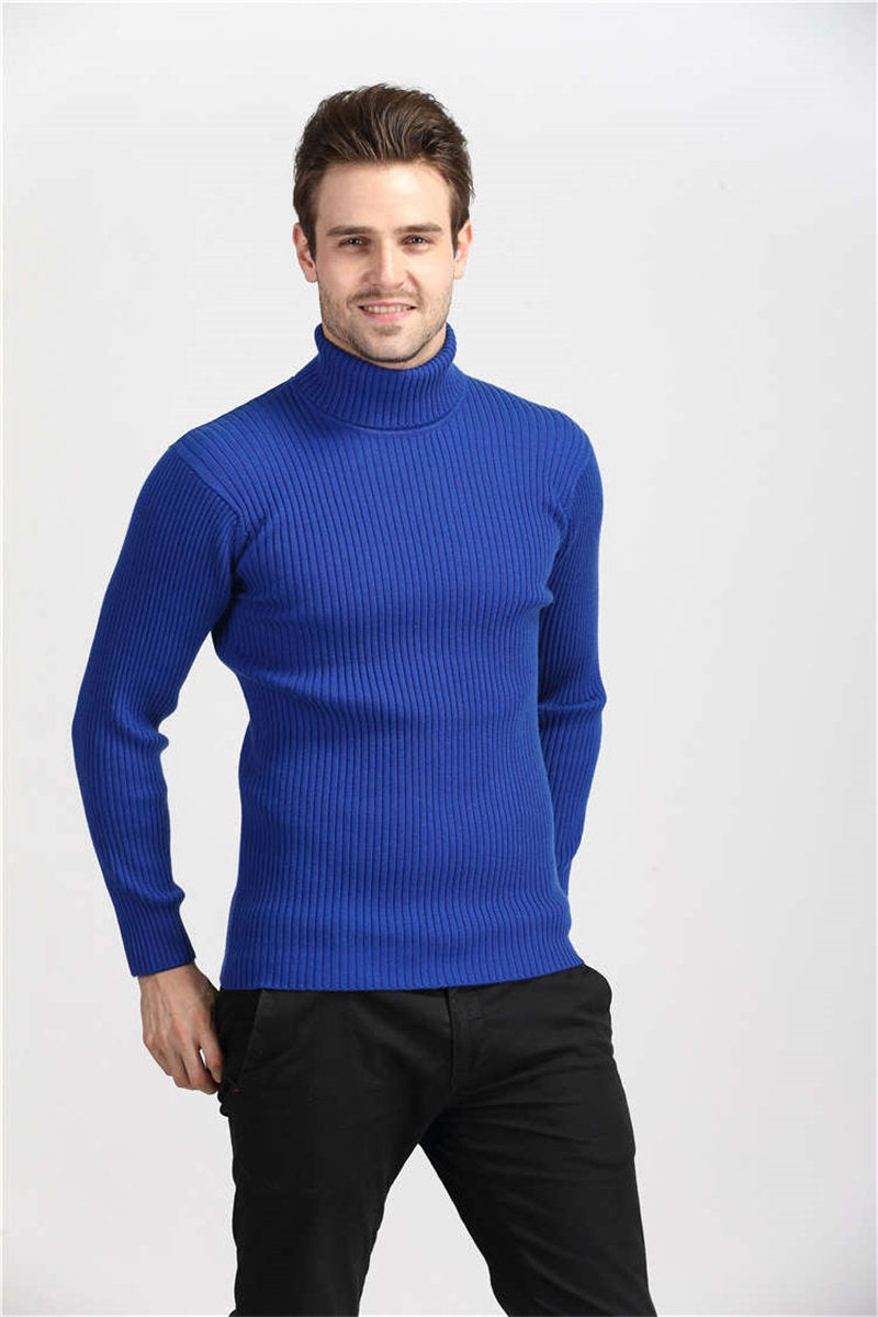 TURTLENECK MENS SWEATERS SLIM FIT PULLOVER