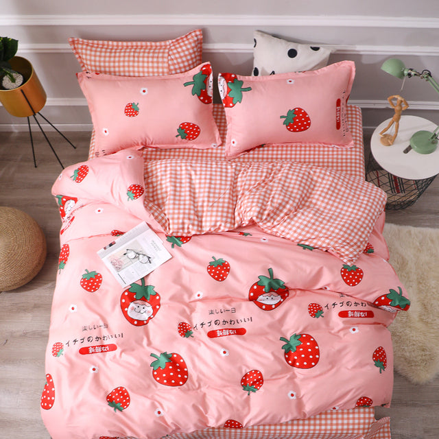 Kitty Duvet Cover Pillow Case Bed Sheet