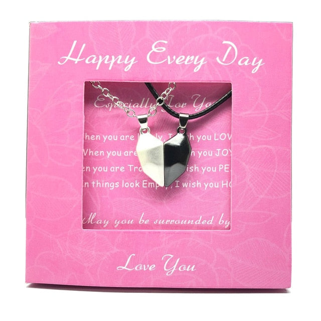 Magnetic Couple Necklace Lovers Heart Pendant