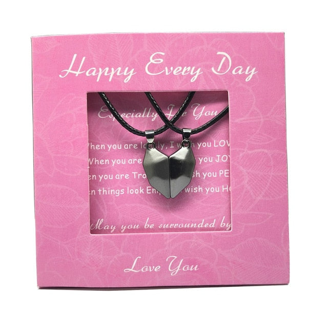 Magnetic Couple Necklace Lovers Heart Pendant