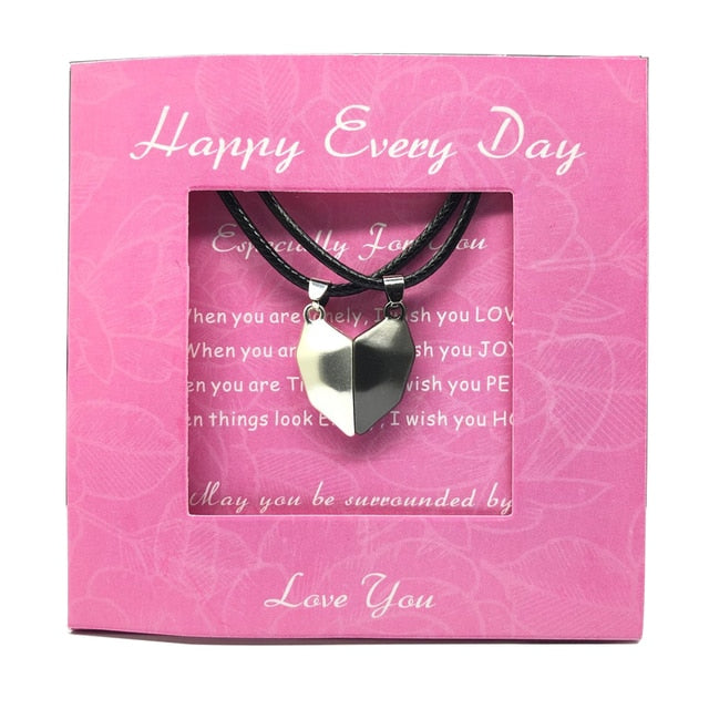 Magnetic Couple Necklace Lovers Heart Pendant