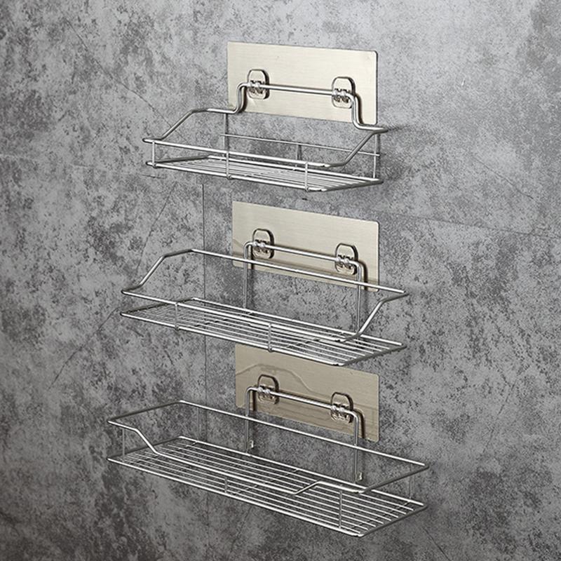 A Stainless Steel Bathroom Storage Shelf 