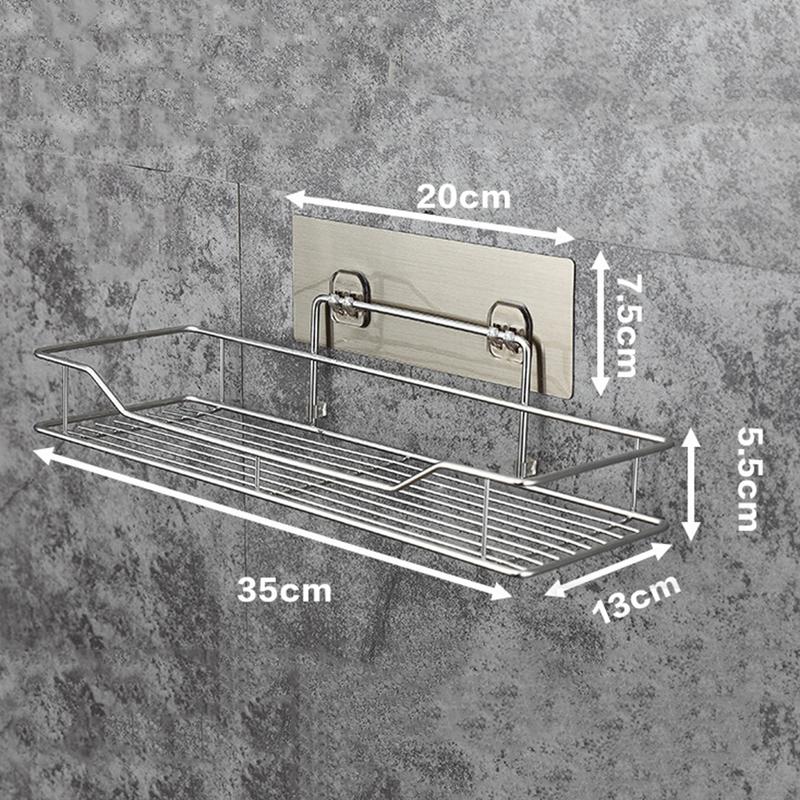 A Stainless Steel Bathroom Storage Shelf 