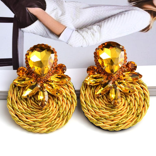 Colorful Crystal Handmade Round Earrings Rhinestone Fashion