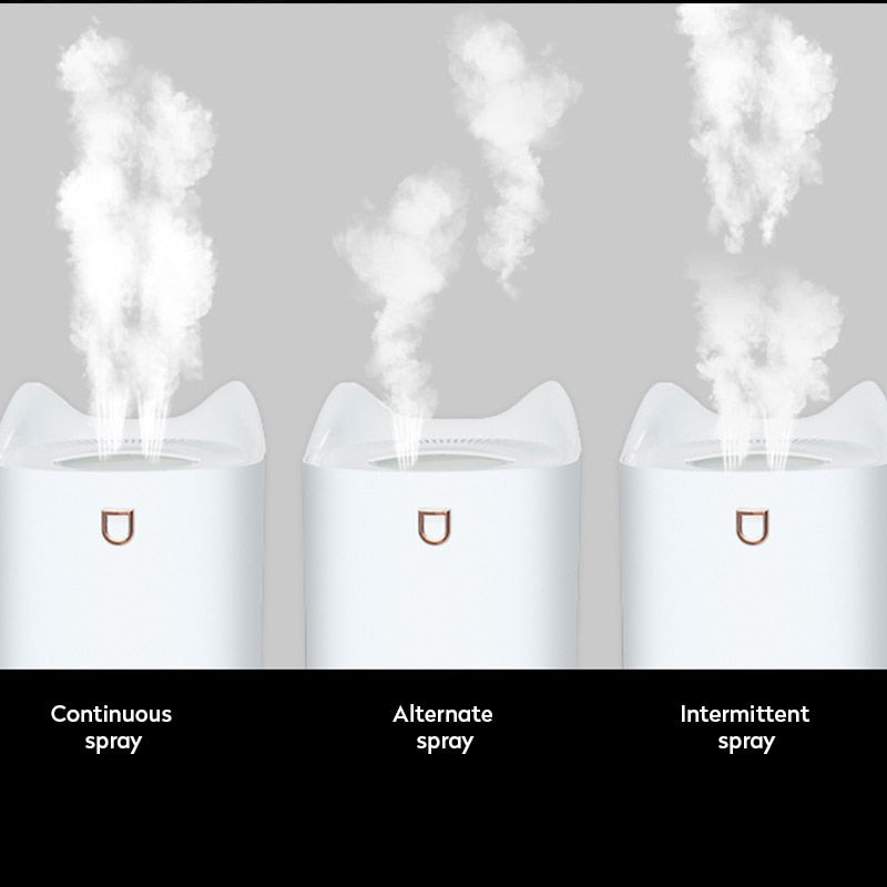 Air Diffuser with Dual Nozzles, Ultrasonic Humidifier, and Colorful LED Lighting