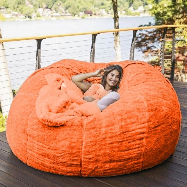 7FT 183cm Fur Giant Washable Bean Bag Bed Cover WITH 400L FILLER PACKAGE