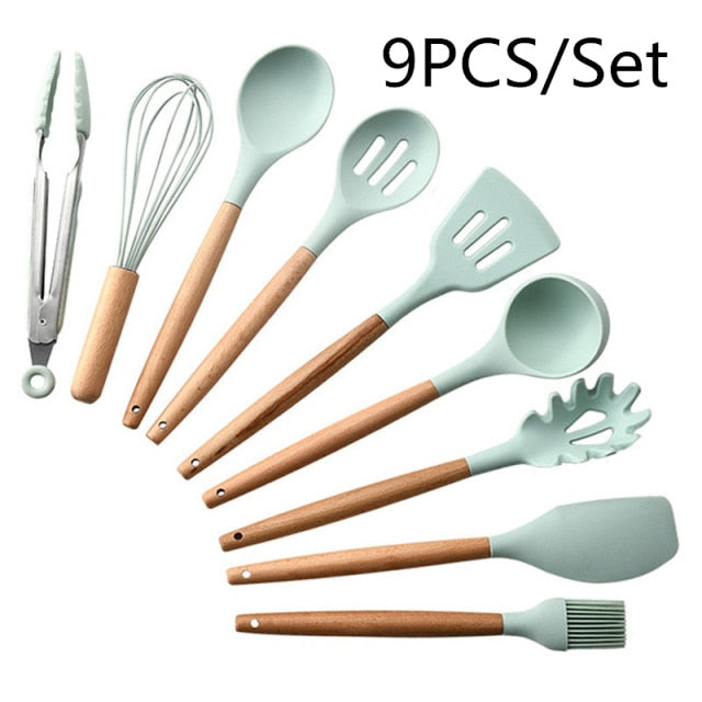 Silicone Cooking Utensils Heat Resistant Kitchen Non-Stick with Storage Box