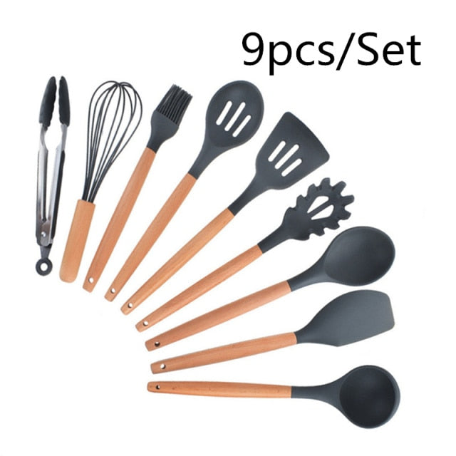 Silicone Cooking Utensils Heat Resistant Kitchen Non-Stick with Storage Box