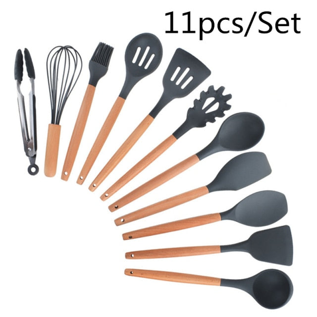 Silicone Cooking Utensils Heat Resistant Kitchen Non-Stick with Storage Box