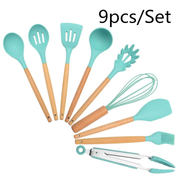 Silicone Cooking Utensils Heat Resistant Kitchen Non-Stick with Storage Box