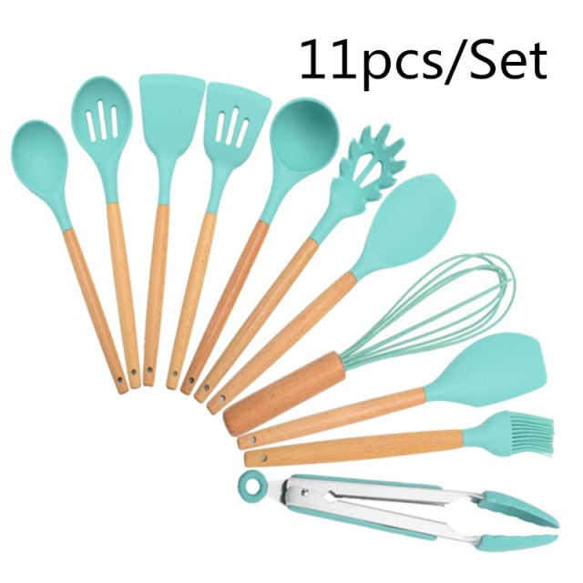 Silicone Cooking Utensils Heat Resistant Kitchen Non-Stick with Storage Box