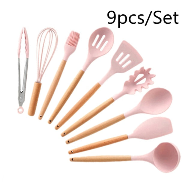 Silicone Cooking Utensils Heat Resistant Kitchen Non-Stick with Storage Box