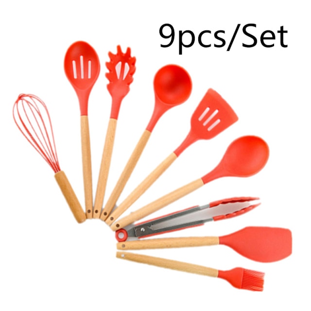 Silicone Cooking Utensils Heat Resistant Kitchen Non-Stick with Storage Box