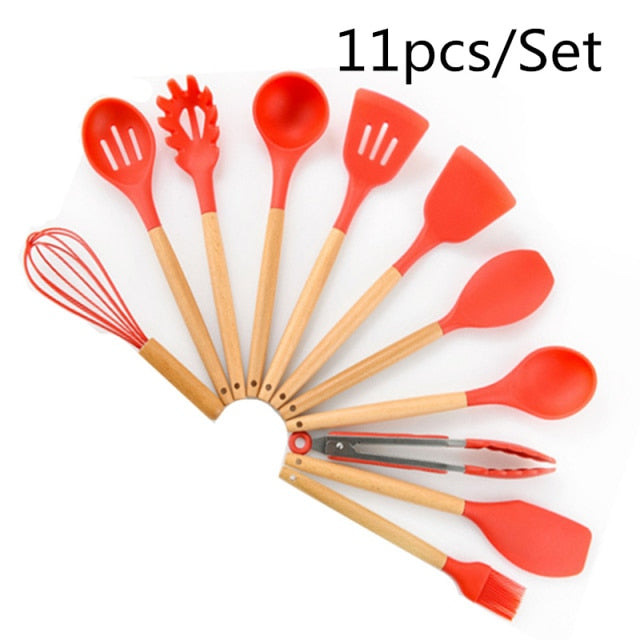 Silicone Cooking Utensils Heat Resistant Kitchen Non-Stick with Storage Box