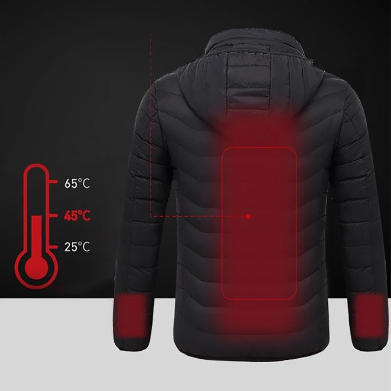 Women USB Electric Battery Heated Jackets Outdoor Long Sleeves Heating Coat Jackets