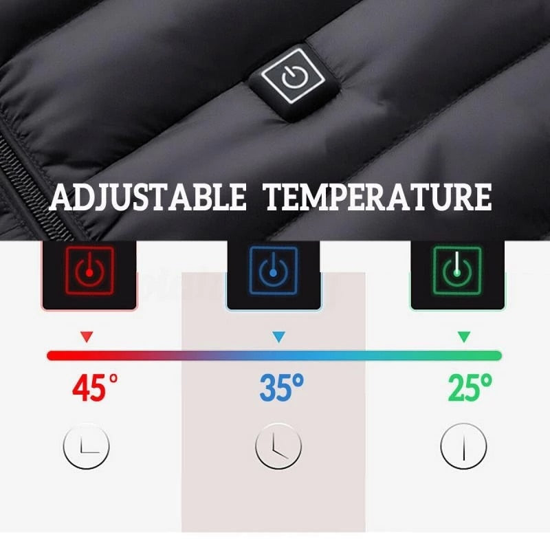 Women USB Electric Battery Heated Jackets Outdoor Long Sleeves Heating Coat Jackets