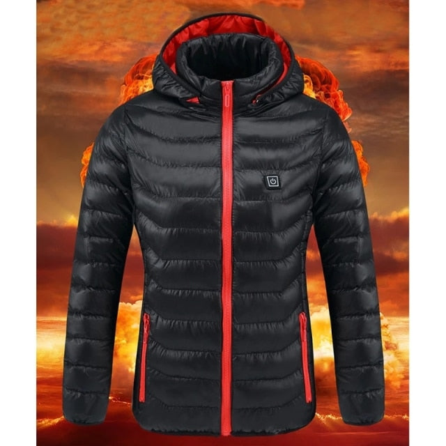 Women USB Electric Battery Heated Jackets Outdoor Long Sleeves Heating Coat Jackets