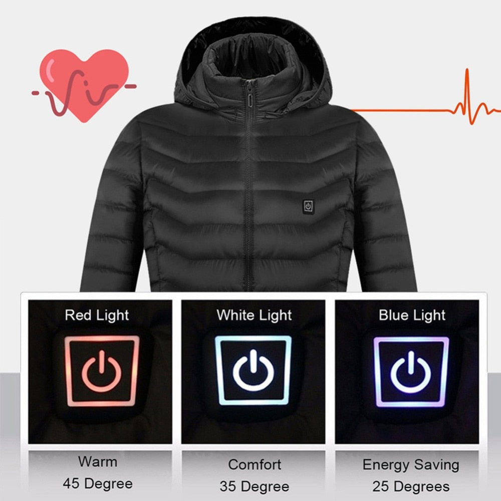 Electric Heated Vest Jackets USB Electric Heating Hooded Cotton Coat