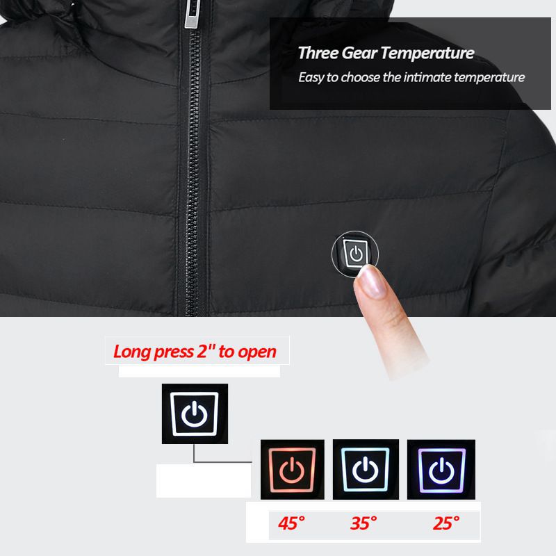 Electric Heated Vest Jackets USB Electric Heating Hooded Cotton Coat