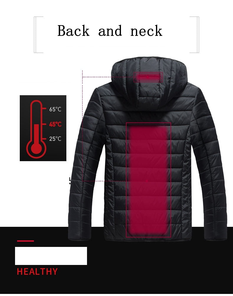 Electric Heated Vest Jackets USB Electric Heating Hooded Cotton Coat