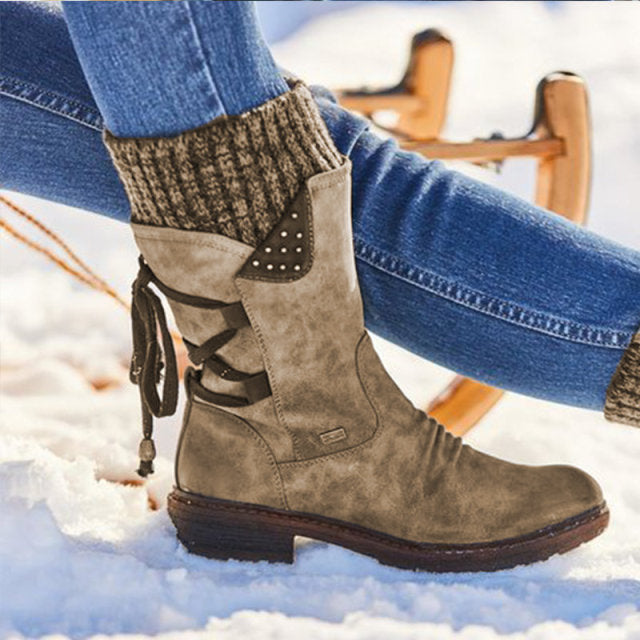 Back Lace Snow Boots