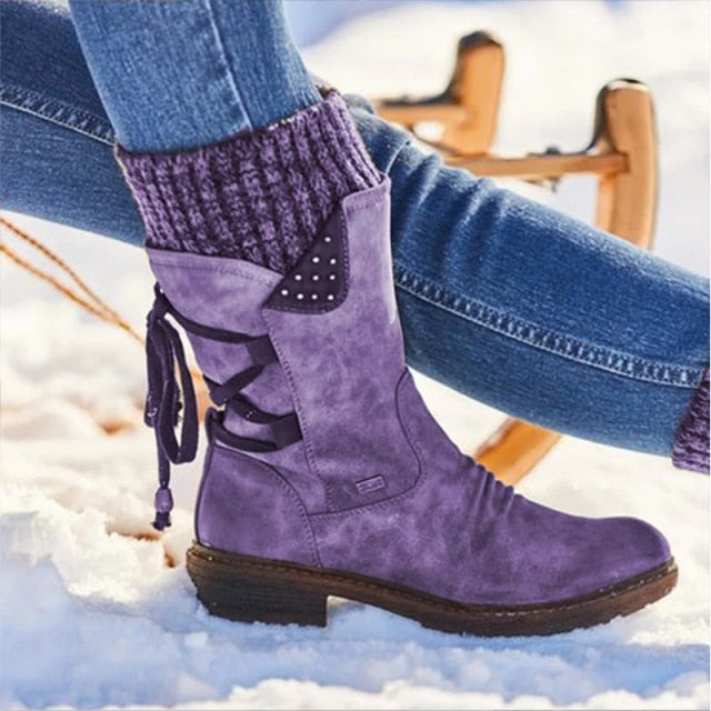 Back Lace Snow Boots