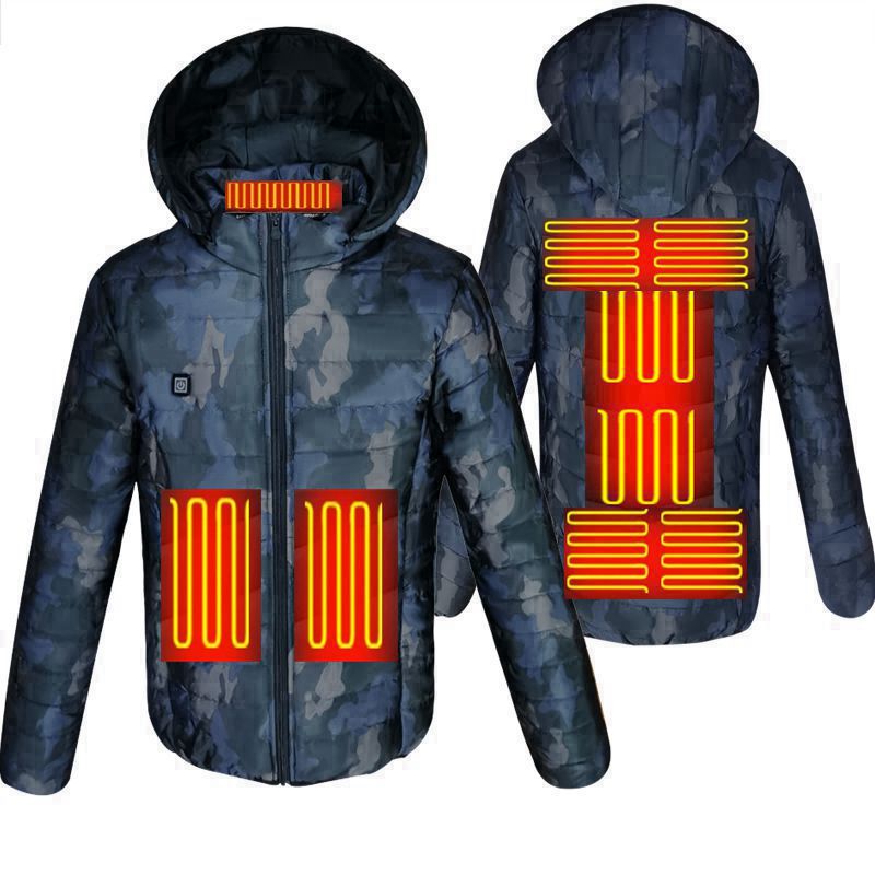 Men Camouflage Heated Winter Warm Jackets USB Heating Padded Jackets