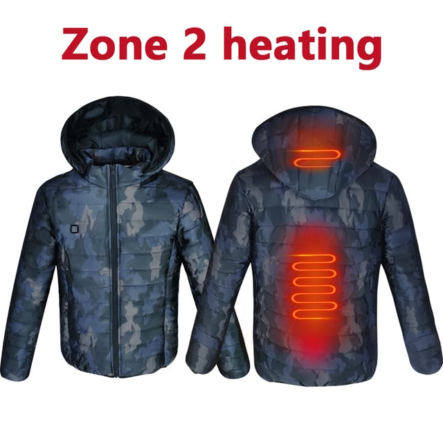 Men Camouflage Heated Winter Warm Jackets USB Heating Padded Jackets