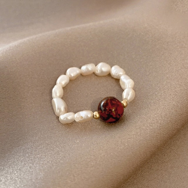 Adjustable Pearl Beads Ring