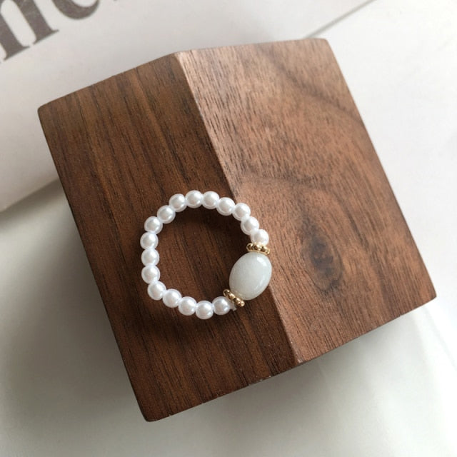 Adjustable Pearl Beads Ring