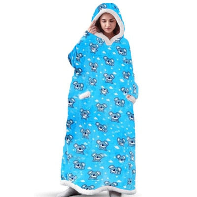 Long Flannel Blanket with Sleeves Winter Oversized Hoodies