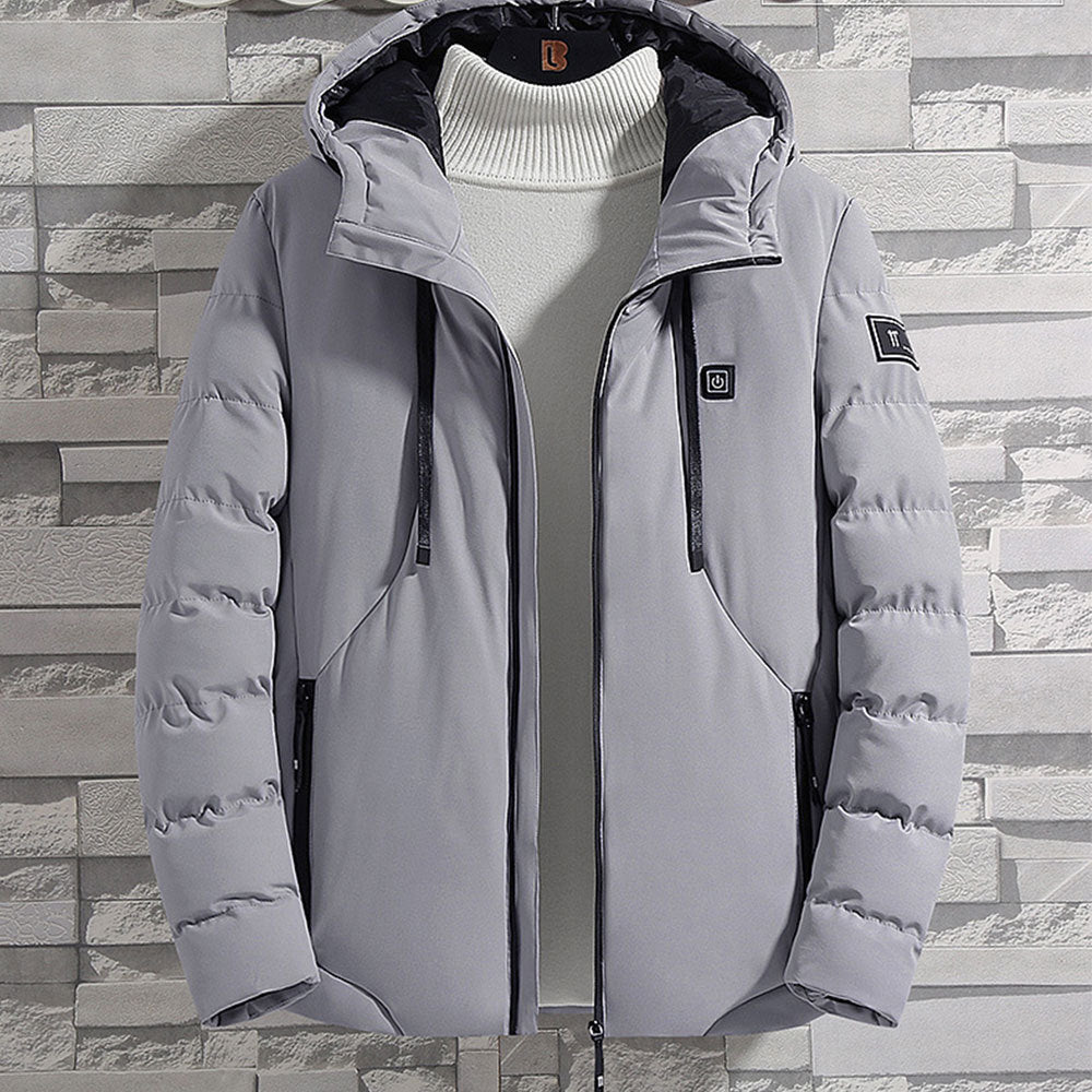 4 Areas Men's Heating Jacket USB Electric Heating Cotton Clothing Thermal Hooded Coat