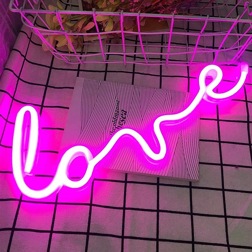 LED Neon Lights Love Shape Night Light Sign Lamp